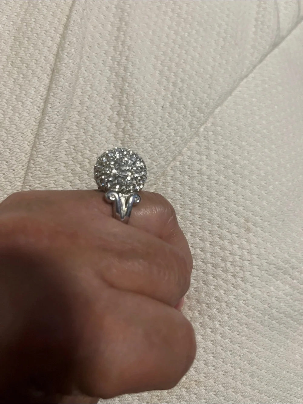 Crystal Pavé Dome Cocktail Ring in Silver